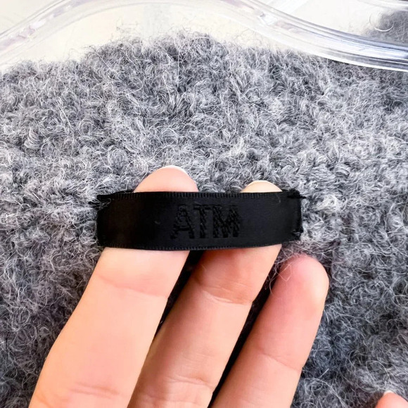 ATM Alpaca Wool Blend Gray Crew Neck Distressed Designer Sweater XS - Picture 5 of 8